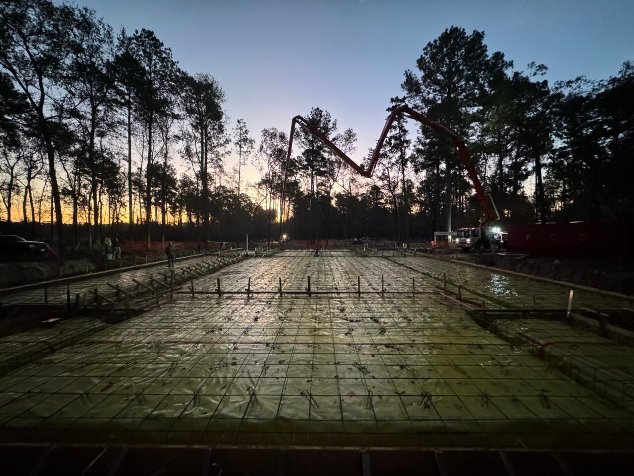 Laying the cement at the Dance Hall
