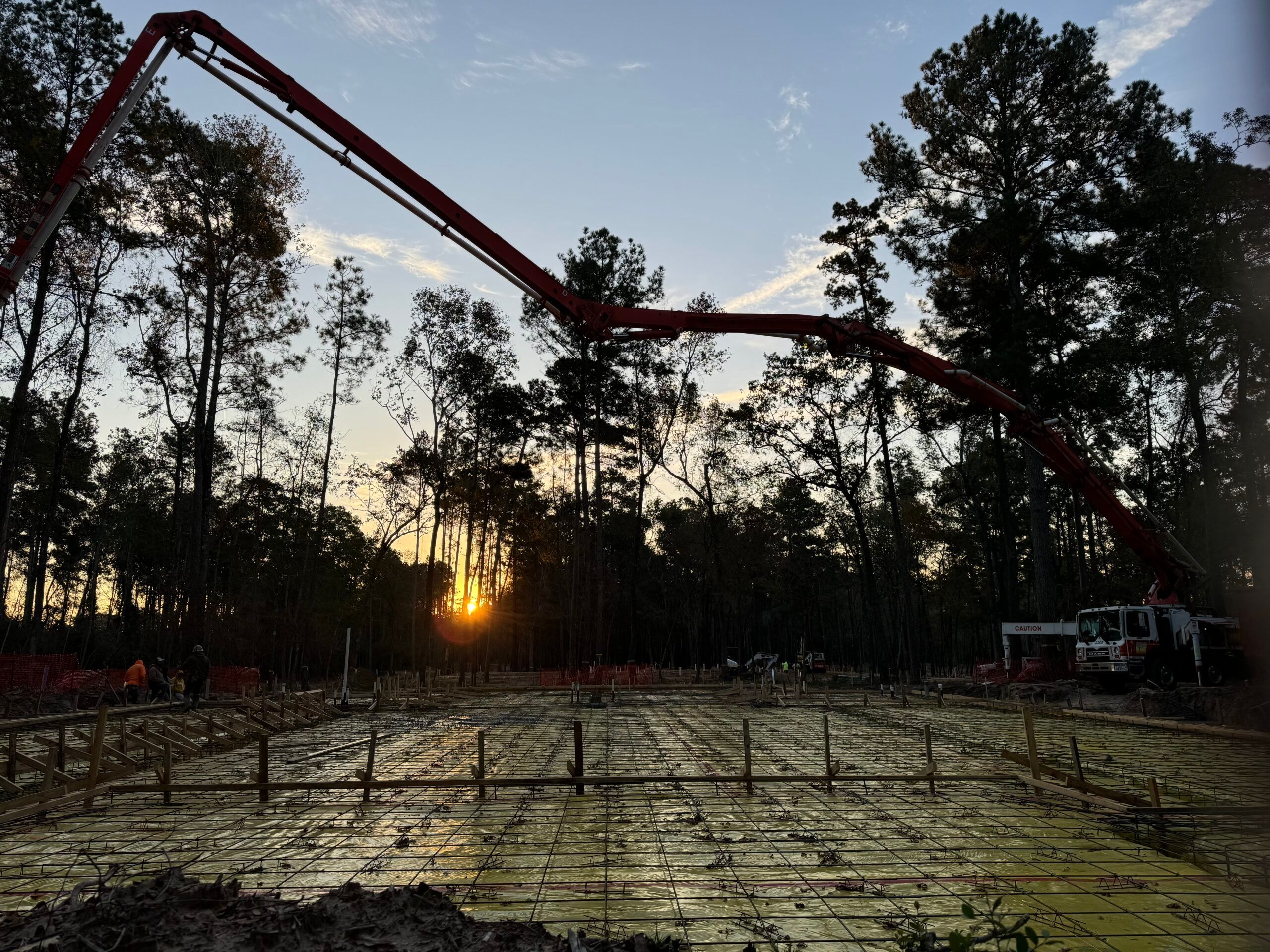 Laying the cement at Two Step Farm