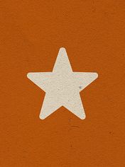 A white five-pointed star centered on an orange textured background captures the welcoming charm of The Grazery restaurant at Two Step Farm, a highlight among new homes in Montgomery County.